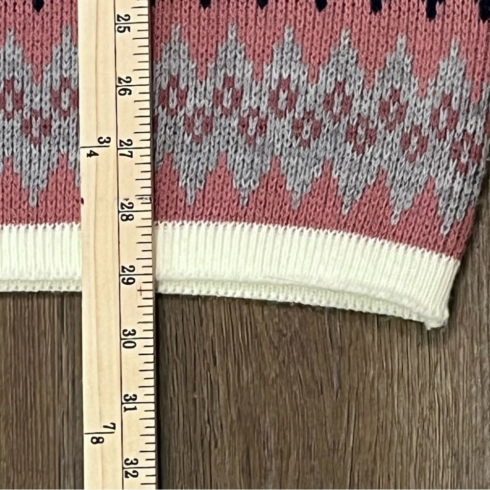 Vtg CAPE COD Sportswear TOWN & COUNTRY Fair Isle Sweater Womens Sz 18 Pink Gray - Picture 11 of 12